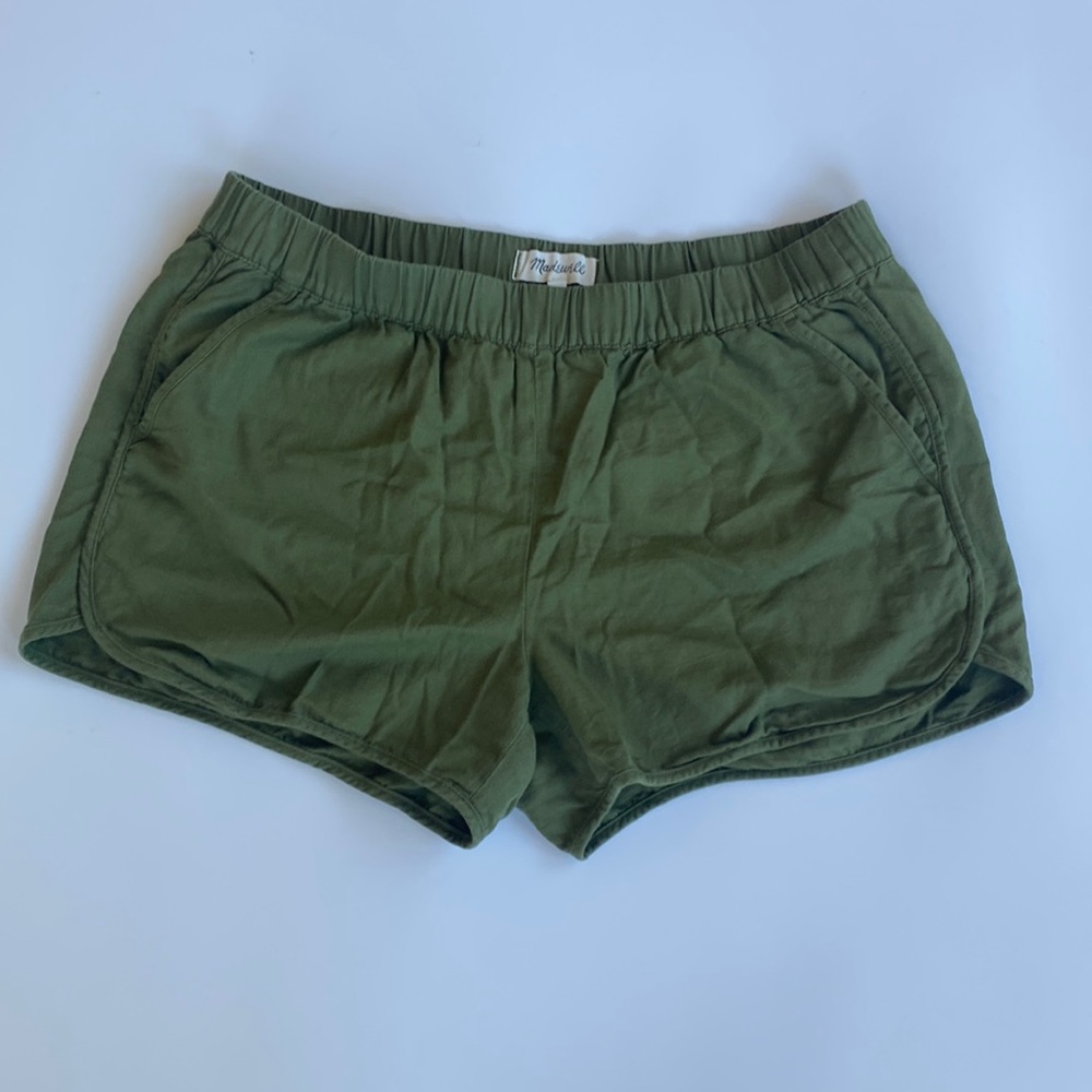 Madewell track shorts, green, size medium (M)